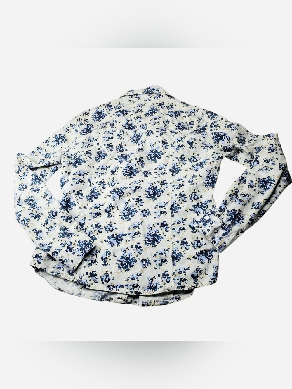 Vtg Y2k Wet Seal Button Down Top Womens Small White Blue Floral Office Siren - Picture 9 of 10